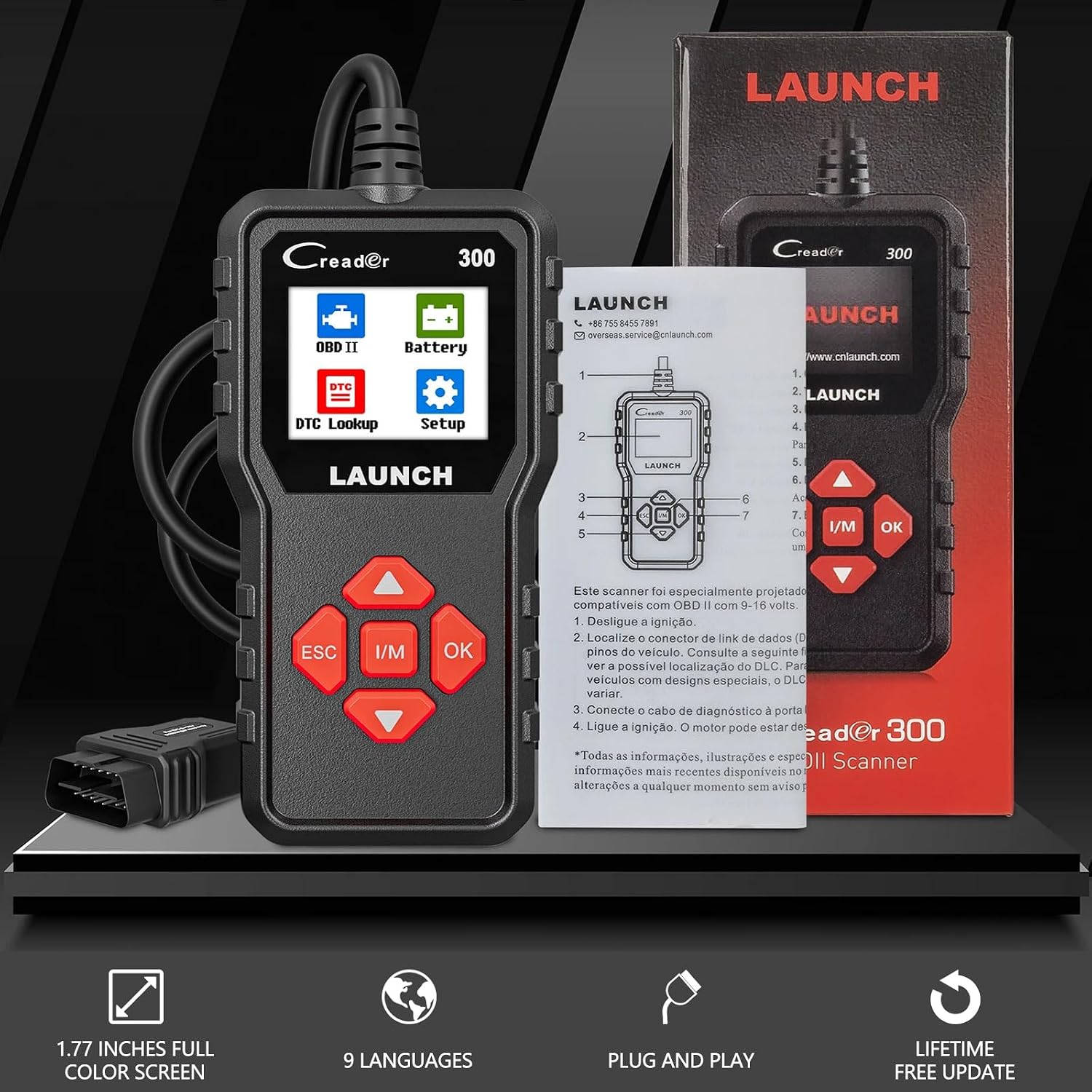 Creader 300 OBD2 Scanner with Full OBD-II Functions Engine Fault Code Reader Diagnostic Scan Tool for All OBDII