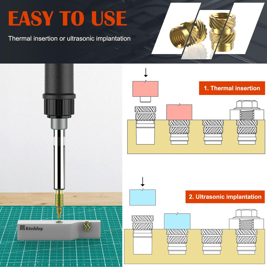 40Pcs Threaded Inserts, 1/4"-20 Female Thread SAE Knurled Nuts Assortment Kit, Brass Heat Set Insert for Plastic and 3D Printing Components (1/4"-20 * 8 * 8)