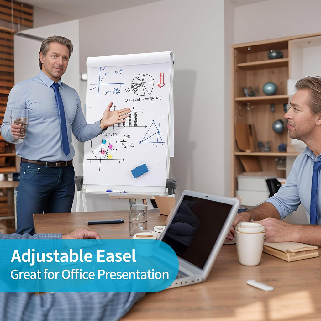 40x28 Double Sided Magnetic Whiteboard U Stand, Reversible Dry Erase Easel | Portable Whiteboard Easel with Flipchart