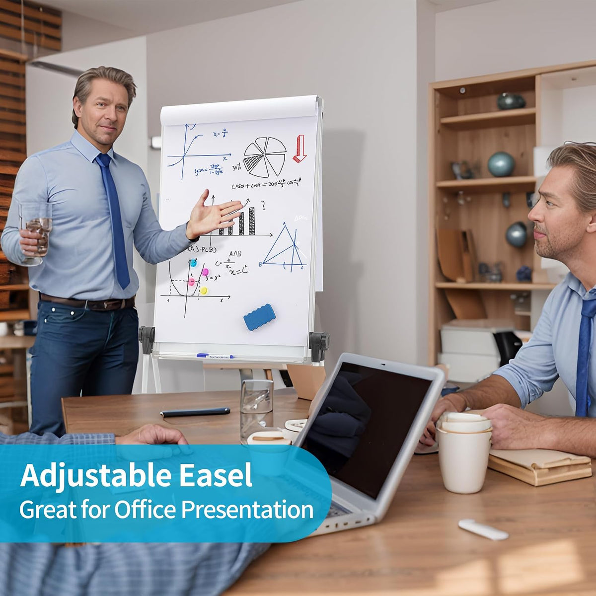 40x28 Double Sided Magnetic Whiteboard U Stand, Reversible Dry Erase Easel | Portable Whiteboard Easel with Flipchart