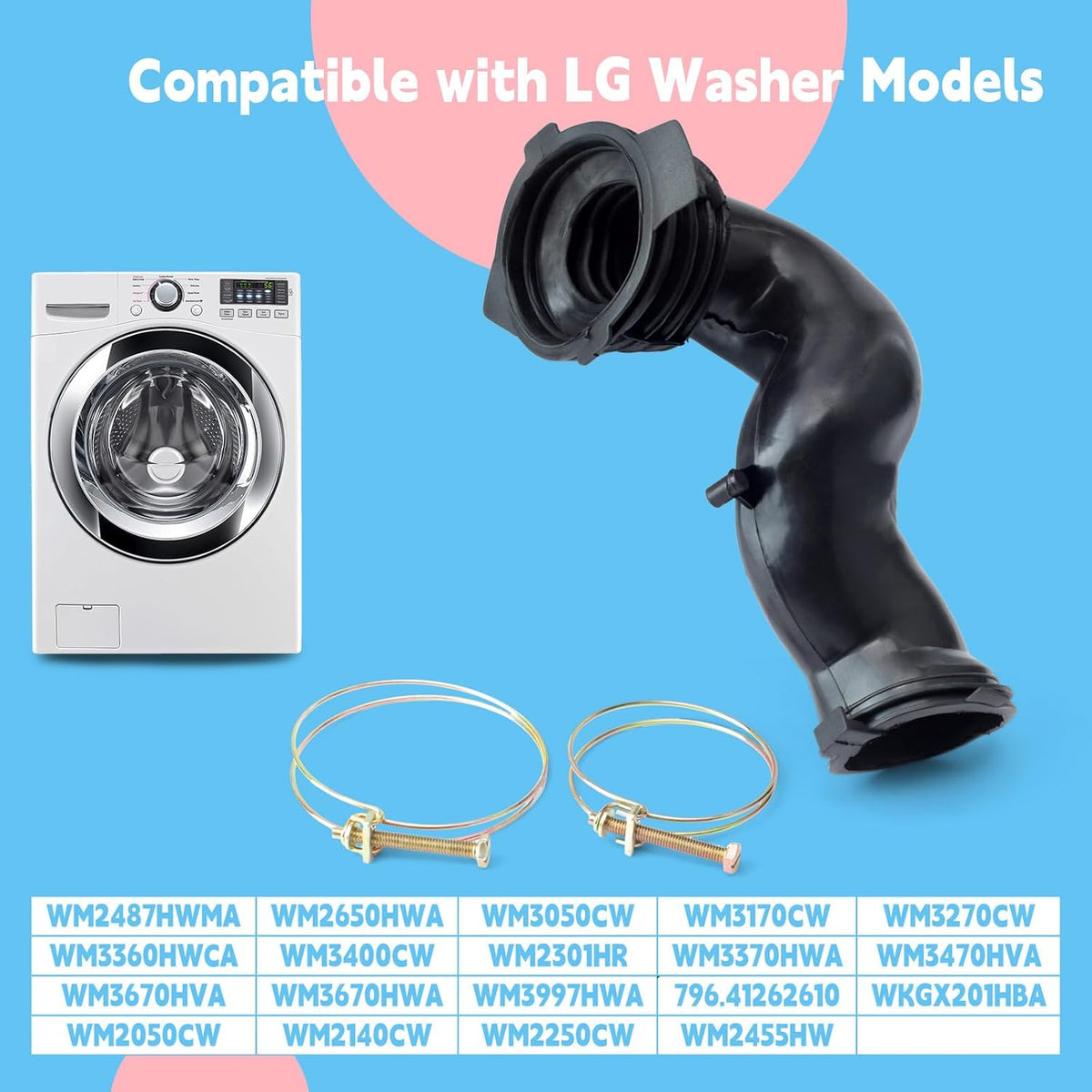 4738ER1004B Washer Dispenser Hose Kit Replacement for LG Kenmore for Whirlp for Amana for Bosch Replace AP4436600 1267576 AH3523347 EA3523347 PS3523347 with Clamps Repair Parts with Clamps