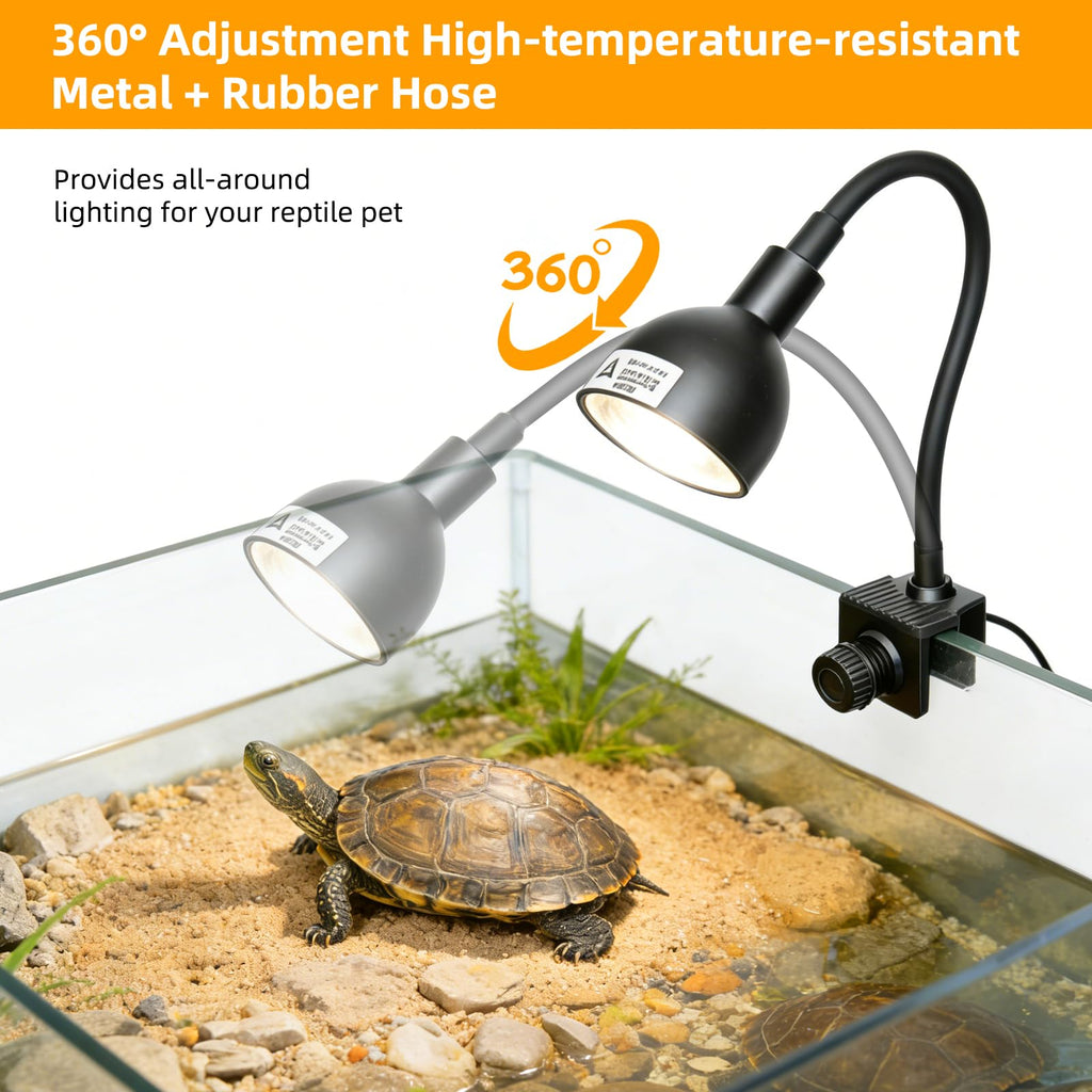 50W Turtle Basking Light Reptile Heat Lamp with Clamp & Timer