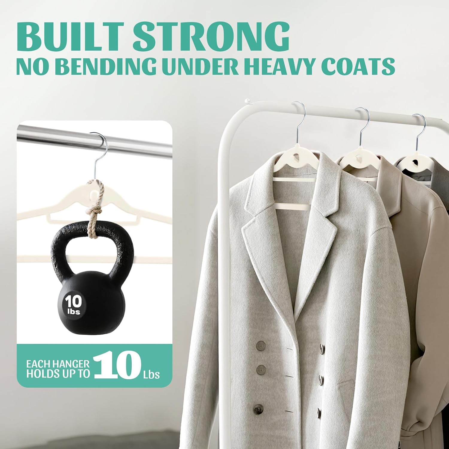 Velvet Hangers 30 Pack, Ivory Slim Non-Slip Clothes Hangers | With 360° Swivel Hook and Cascading Hooks; Space Saving