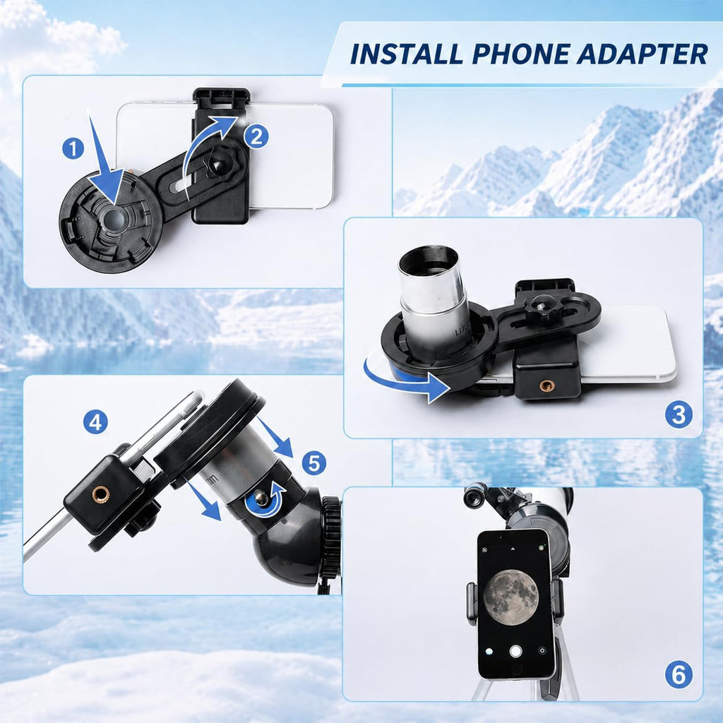 70mm 500mm Telescope for Kids & Beginners, AZ Mount Moon Viewing | 70mm 500mm telescope for kids and beginners; fully