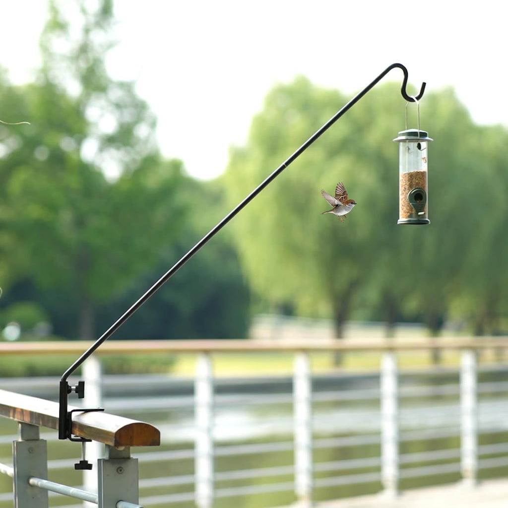 Heavy Duty Deck Hook, Extensible and Adjustable Deck Hook with 2" Non Slip Horizontal Clamp for Hanging Bird Feeder