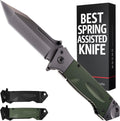 Spring Assisted Heavy Duty Pocket Knife for Men - 3.5" Tanto Sharp Blade - Folding Tactical Self Defense Japanese