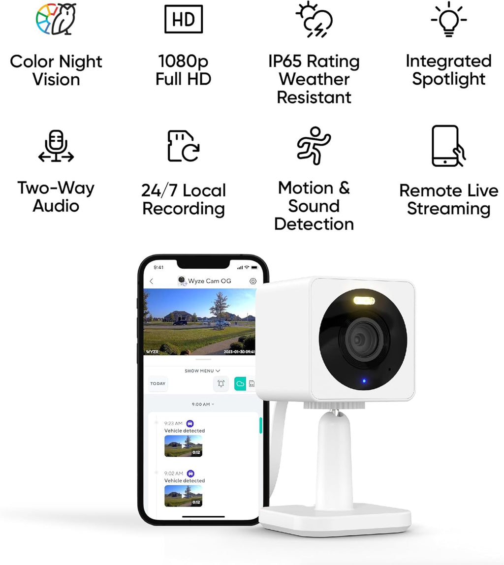 Cam OG Indoor/Outdoor 1080p Wi-Fi Smart Home Security Camera with Color Night Vision, Built-in Spotlight, Motion