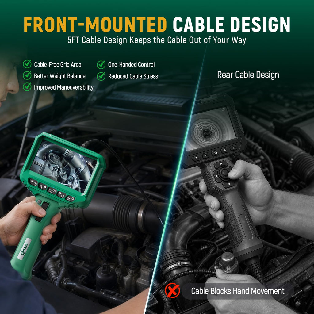 SATA Articulating Borescope Camera with Light, 210° Two-Way Endoscope