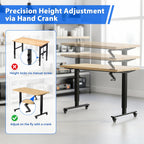 48" Adjustable Height Workbench with 1000LBS Capacity, Solid Wood Work Bench with Crank Handle, Heavy Duty Workbench