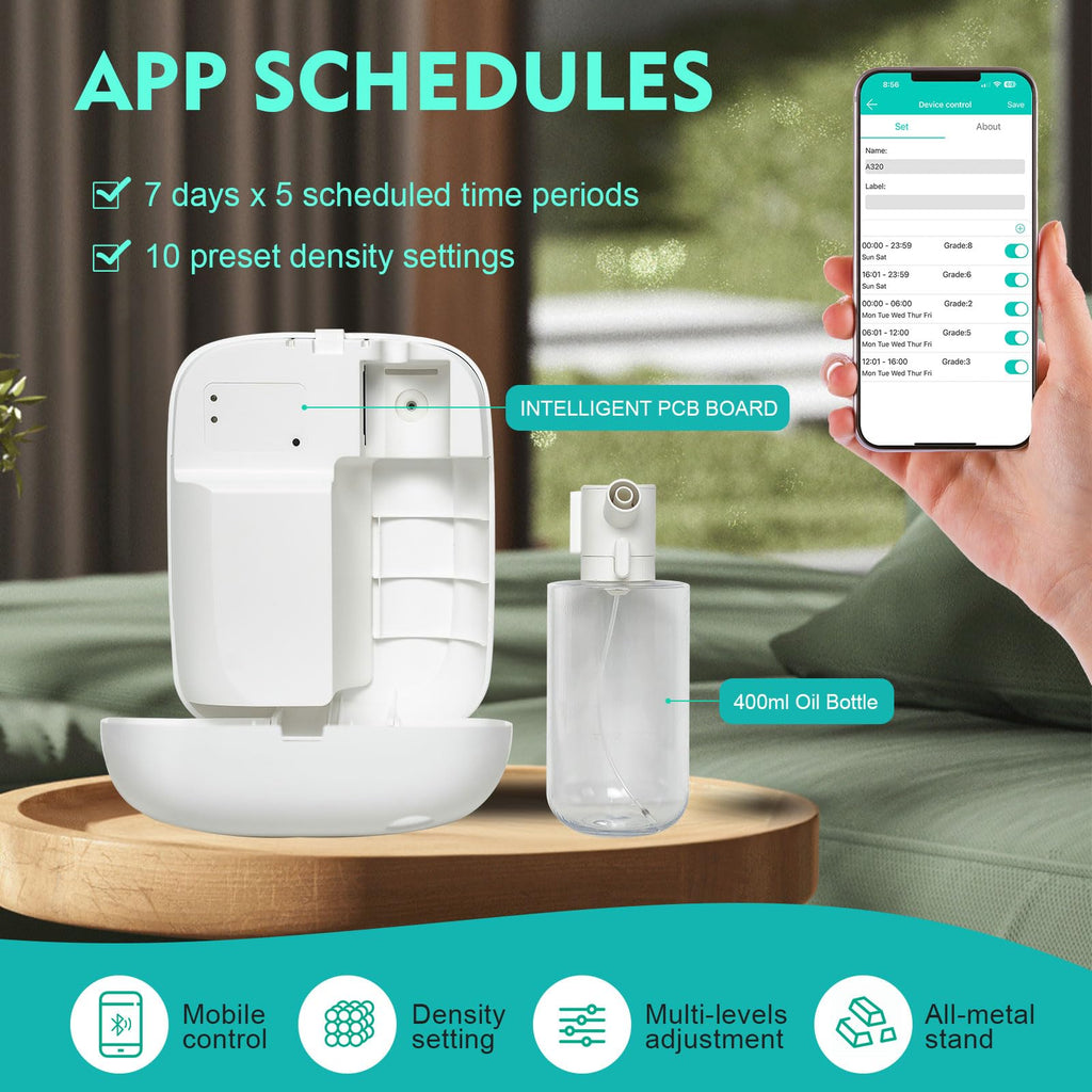 Scent Air Machine for Home, 400ml & 2000 Sq. Ft Coverage, Bluetooth Waterless Essential Oil Diffuser for Essential