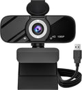 USB HD Webcam with Built-in Microphone and Rotatable Tripod, 1080P Video, Wide Angle Camera, Privacy Cover, for