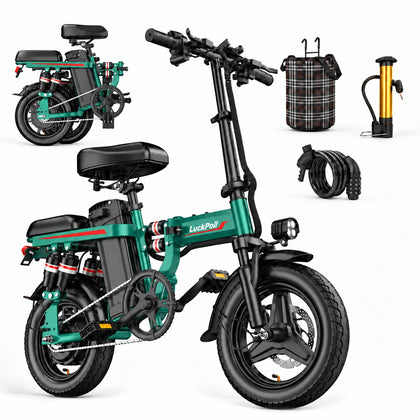 14" Foldable Ebike for Adults,20/28MPH E Bike,UL 2849 (S12-Green)