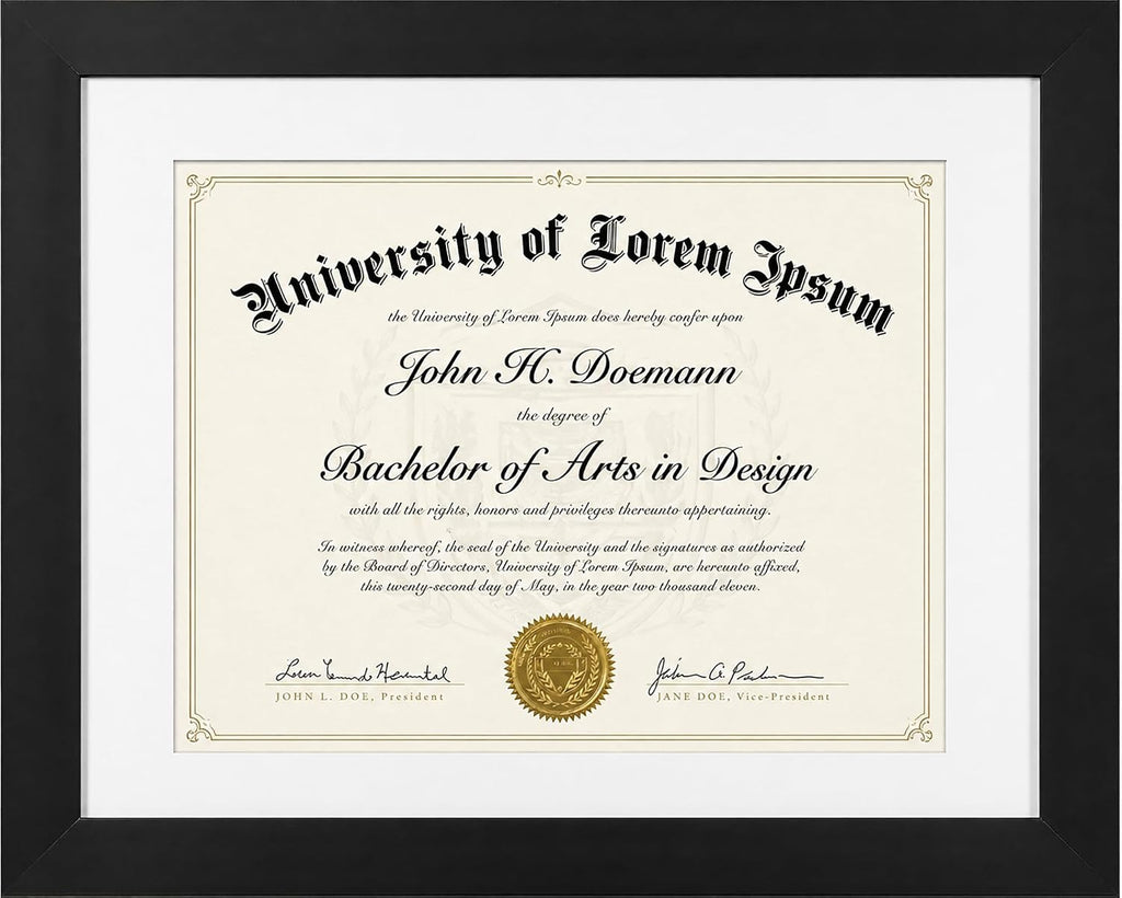 11x14 Diploma Frame with Shatter-Resistant Glass - Use as 8.5x11 Frame with Mat or Display 11x14 Documents Without