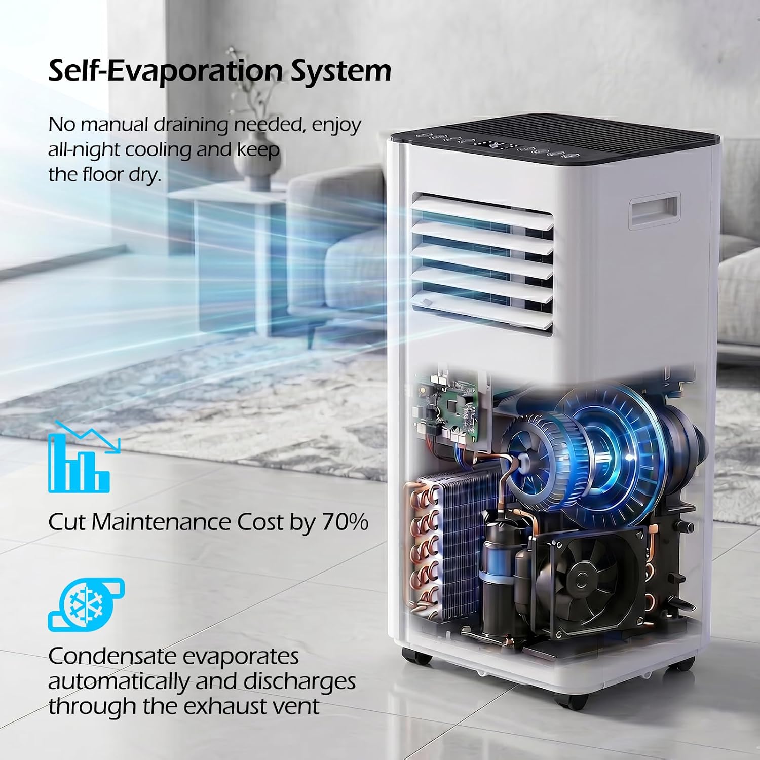 16000 BTU Portable Air Conditioners with WiFi APP | 5-in-1 Fast Cooling for 850 Sq.Ft, Dehumidifier, Fan, 24H Timer