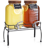 1 Gallon Glass Drink Dispenser for Parties with Stand, 2 Pcs