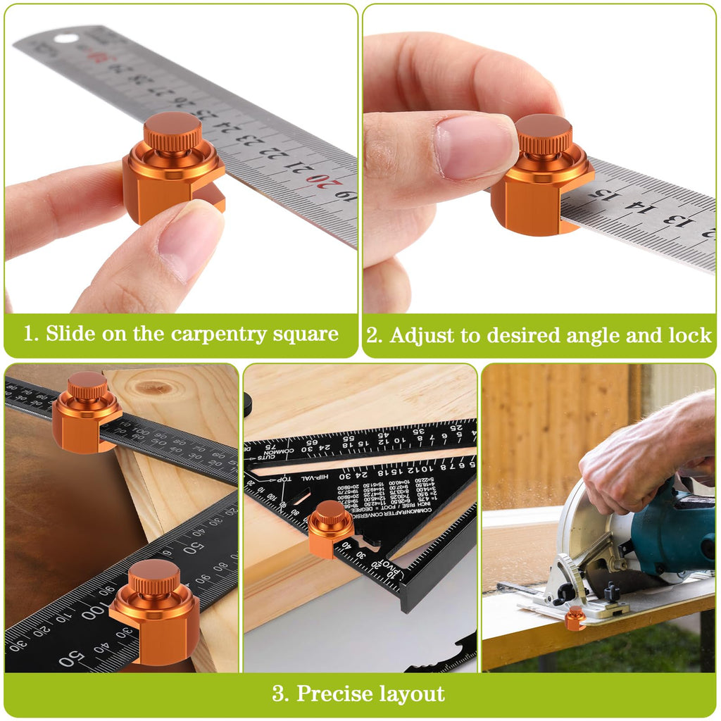 Ceoighe 4 Pack Stair Gauge Set, Layout Tool for Framing Square, Orange