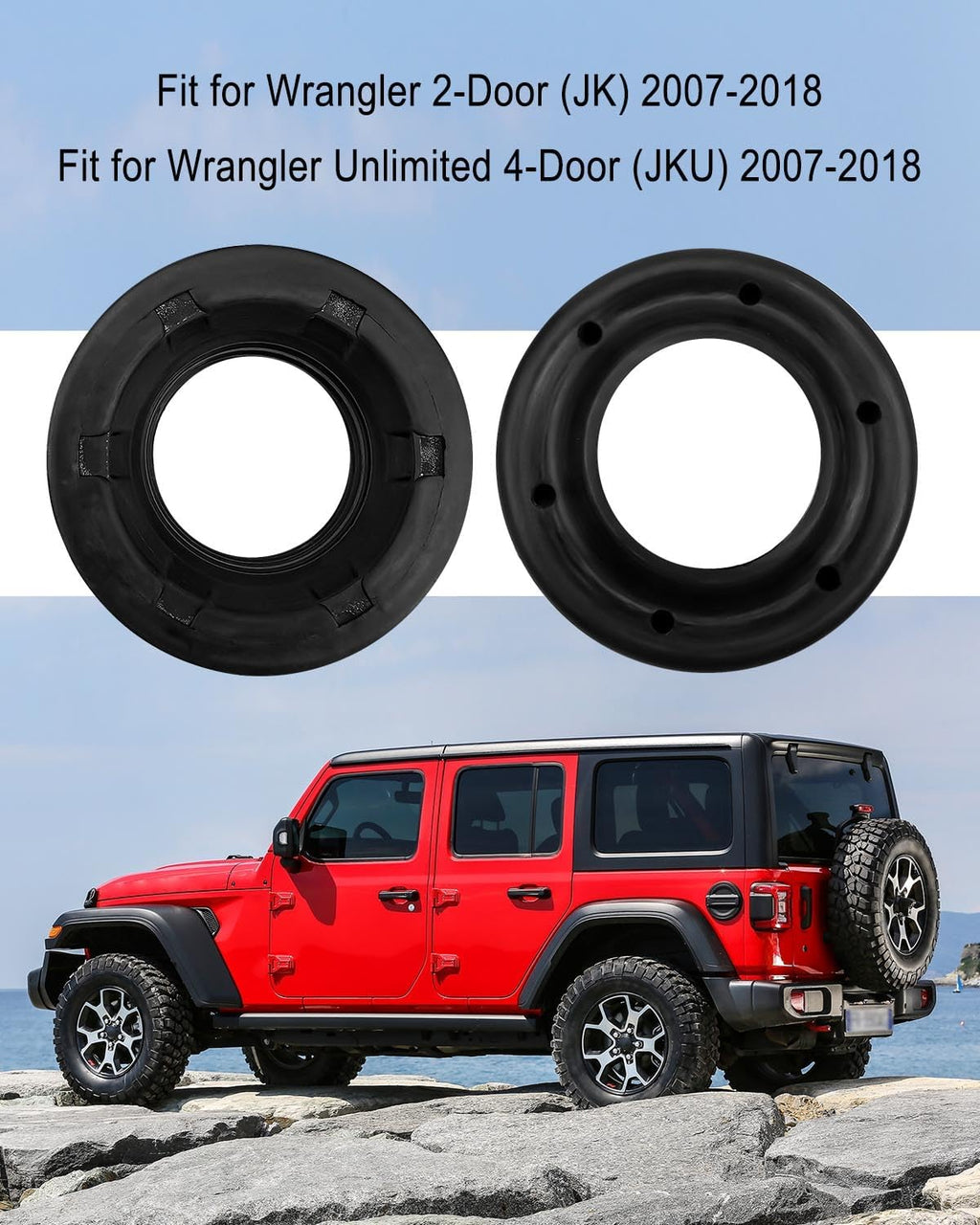 2 Pcs Front Upper Coil Spring Isolators Fit for Jeep Wrangler JK JKU