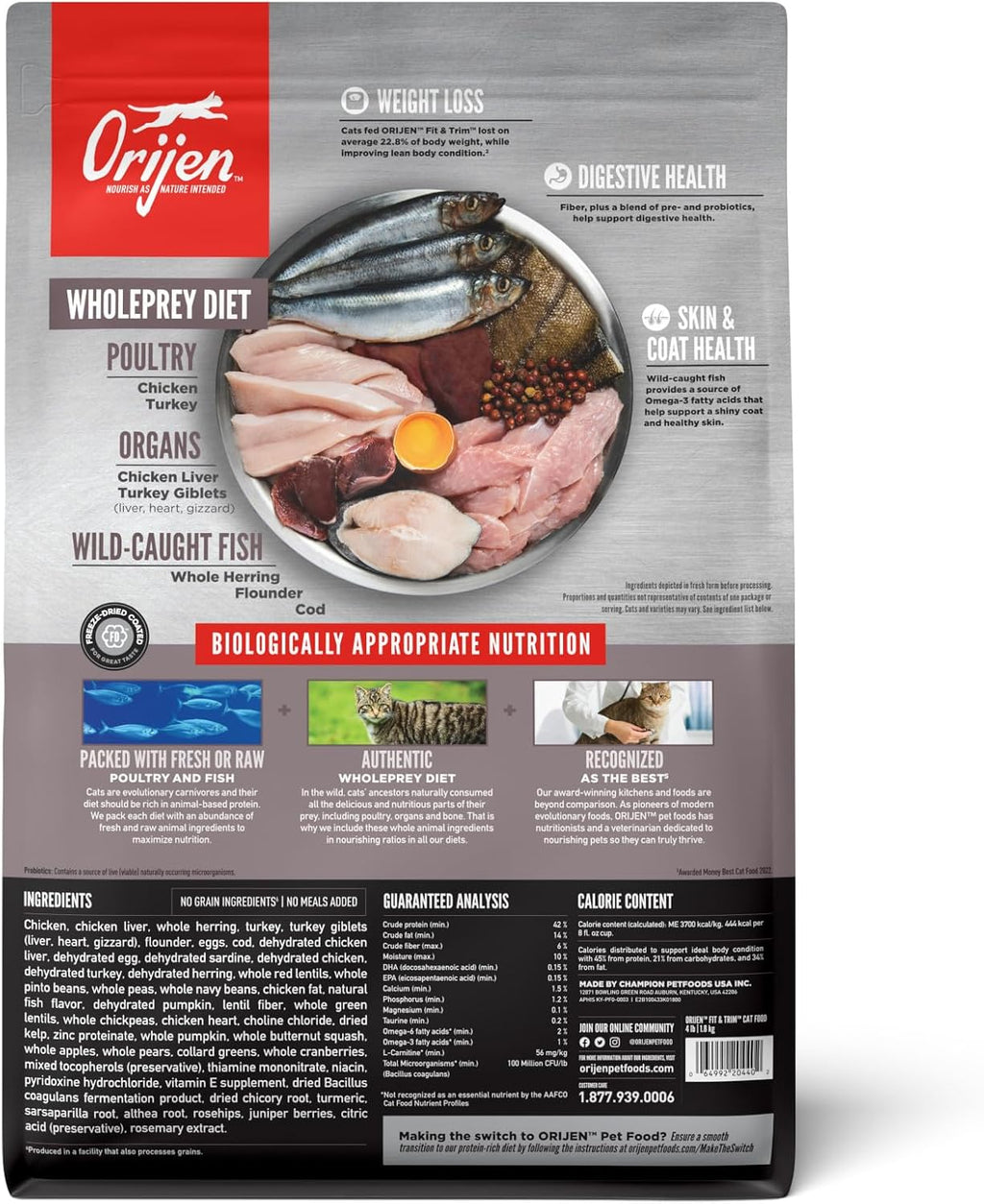 Fit & Trim Grain Free WHOLEPREY Dry Cat Food 4lb Bag