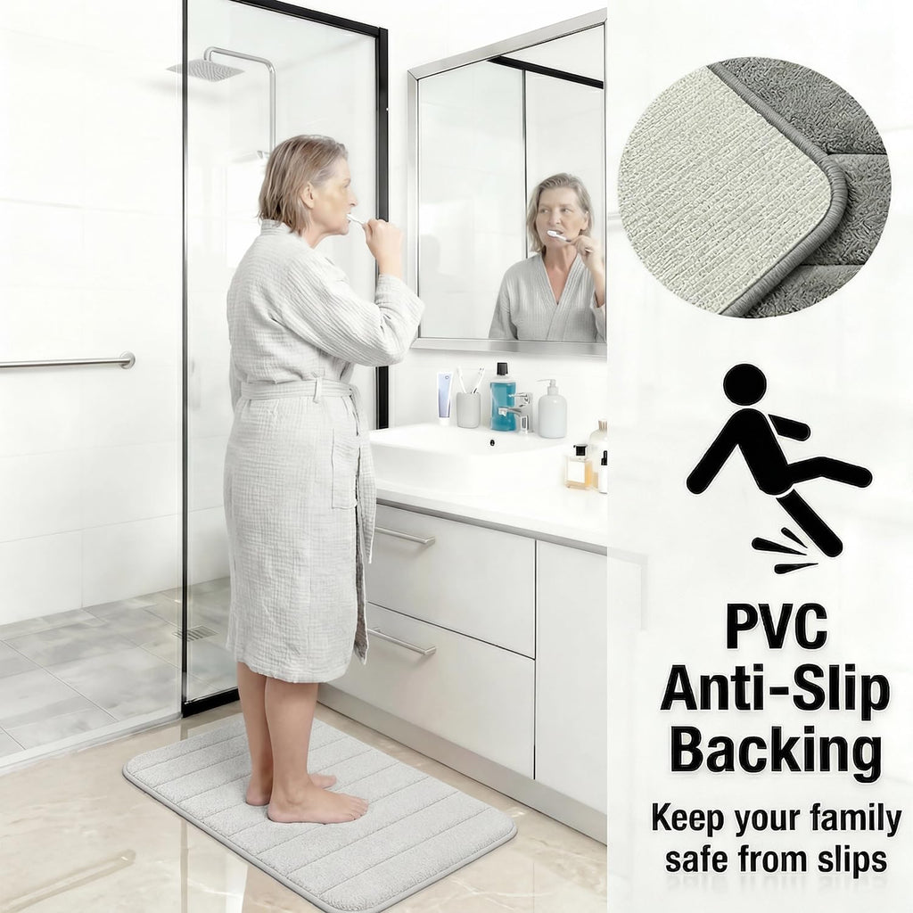 Memory Foam Bath Mat Set 3 Piece，Super Soft Absorbent Bathroom Rug Non Slip, Quick Dry,Machine Wash, Perfect Plush