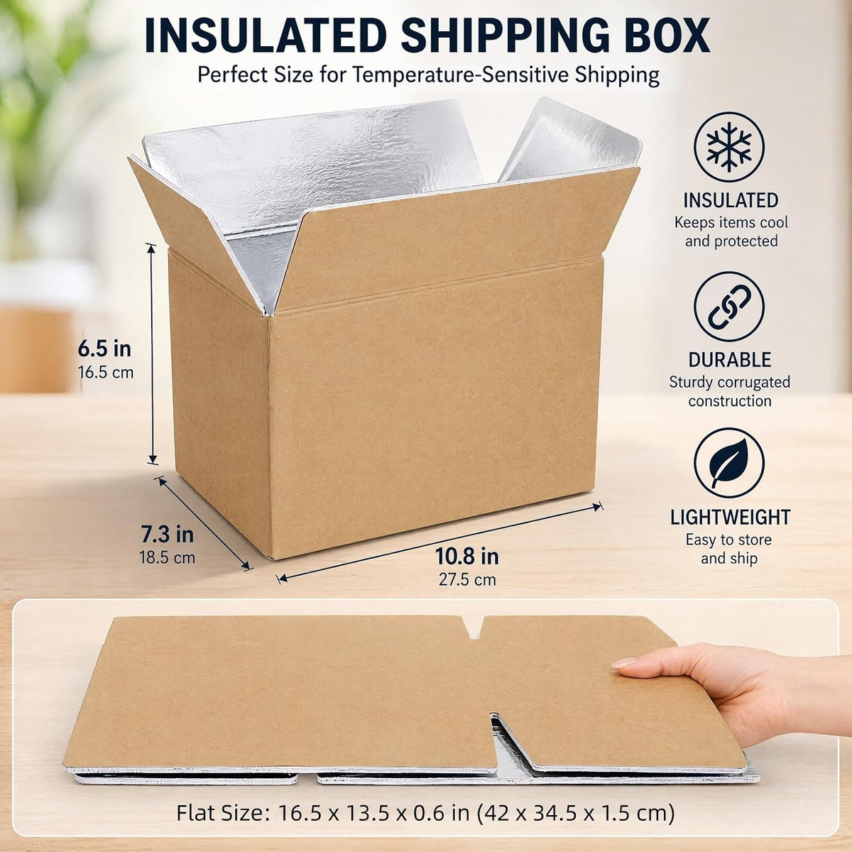 12 Pack Insulated Shipping Box, 10.8'' x 7.3'' x 6.5''