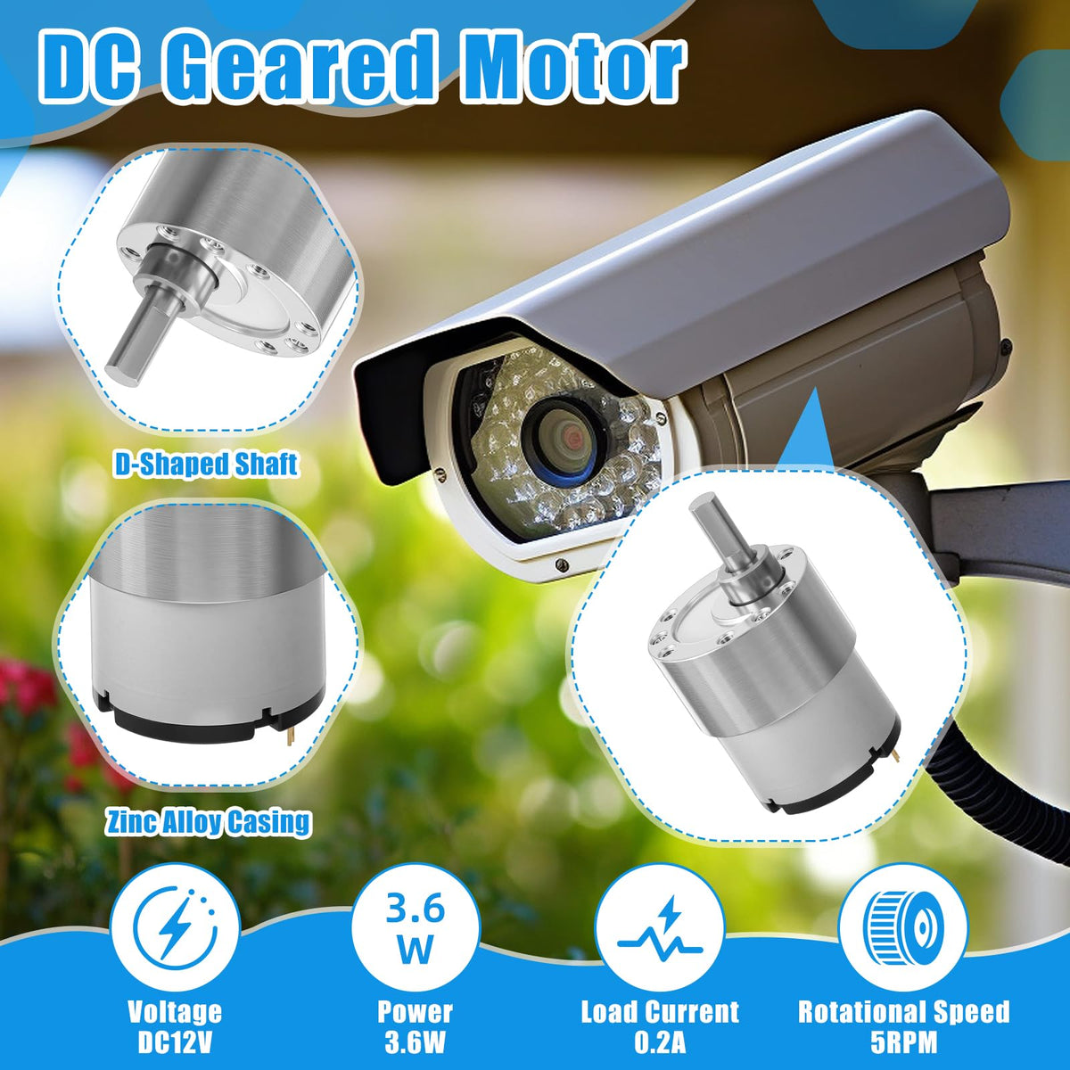 Copkim 12V DC Geared Motor Kit, 5rpm