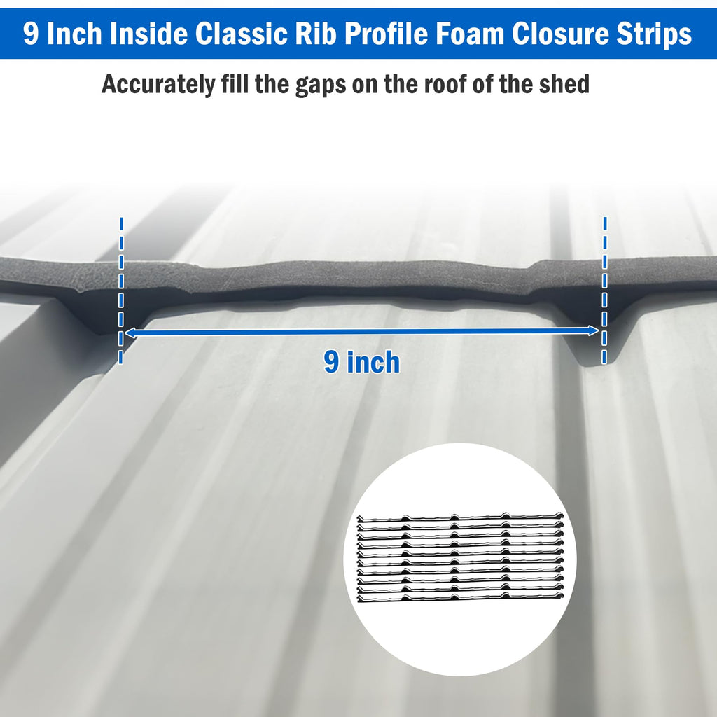9 in Inside Foam for Metal Roofs Classic Rib Profile Foam