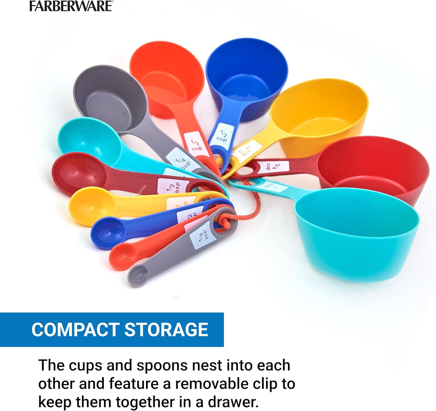 12-Piece Measuring Cup and Spoon Set – Color-Coded Kitchen Measuring Tools with Easy-Read Markings, Nesting Design