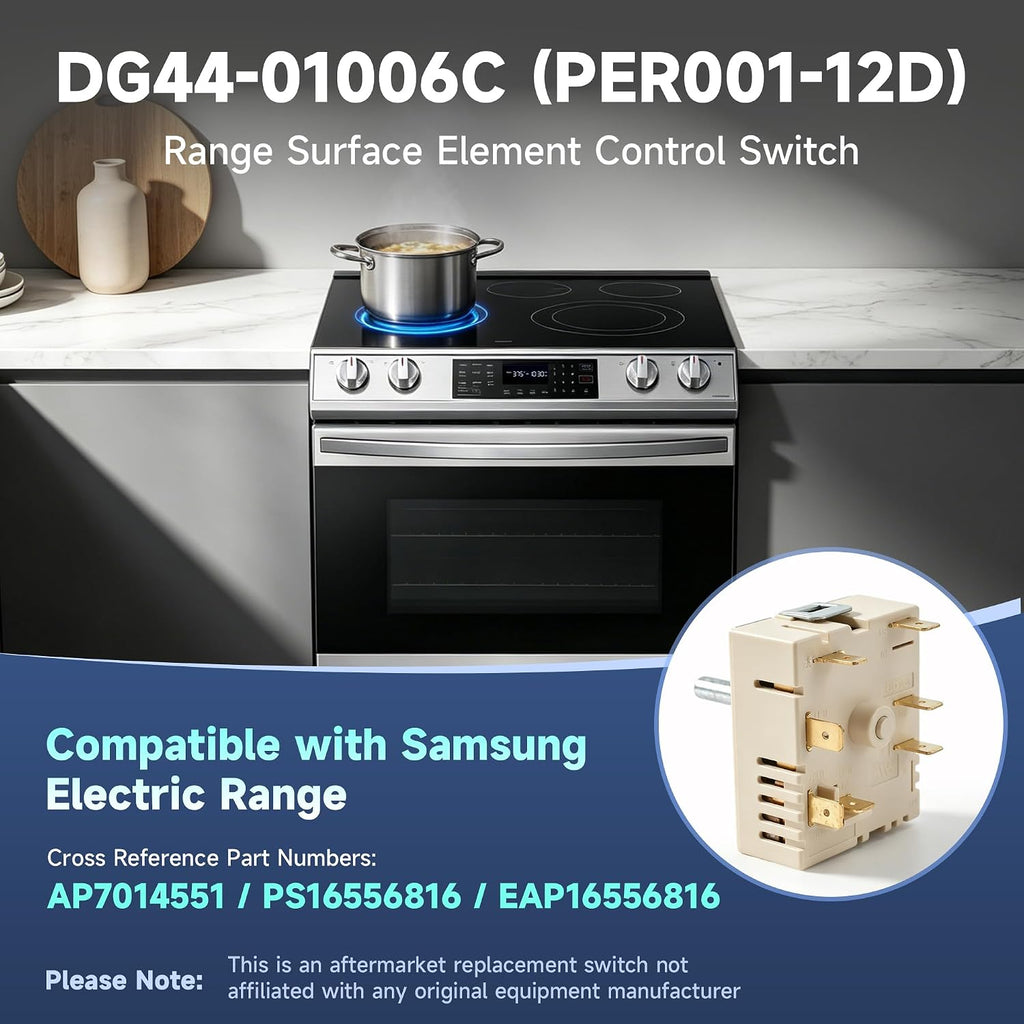 DG44-01006C Surface Infinite Switch, Compatible with Samsung Electric Range Surface Element Switch, Replaces for AP7014551 PS16556816 EAP16556816