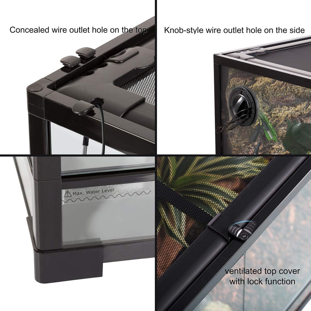 24" x 18" x 36" Reptile Tall Glass Terrarium Rainforest Habitat Double Hinge Door with Screen Ventilation 67 Gallon