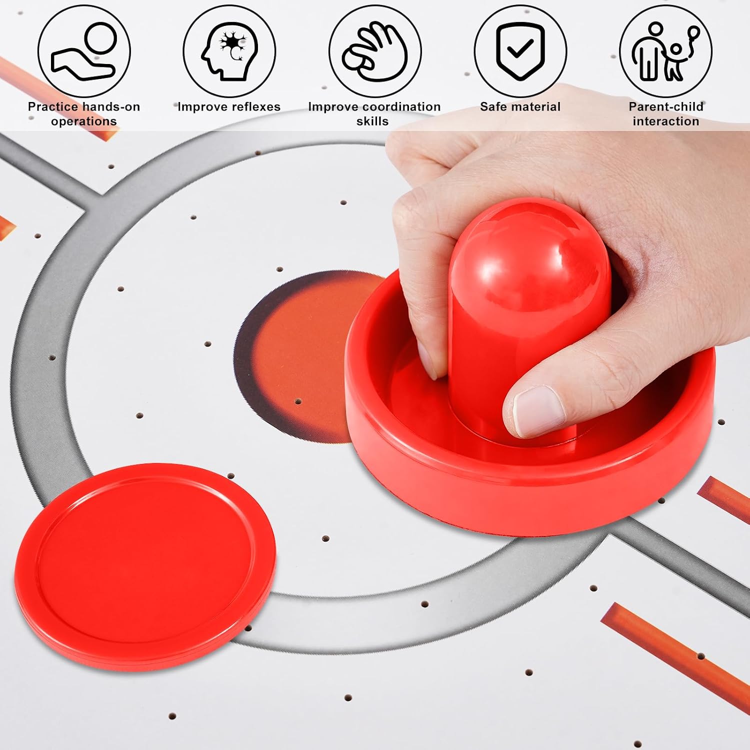 Air Hockey Pushers and Air Hockey Pucks | Indoor Games Goal Handles Paddles Replacement Accessories Set for Game