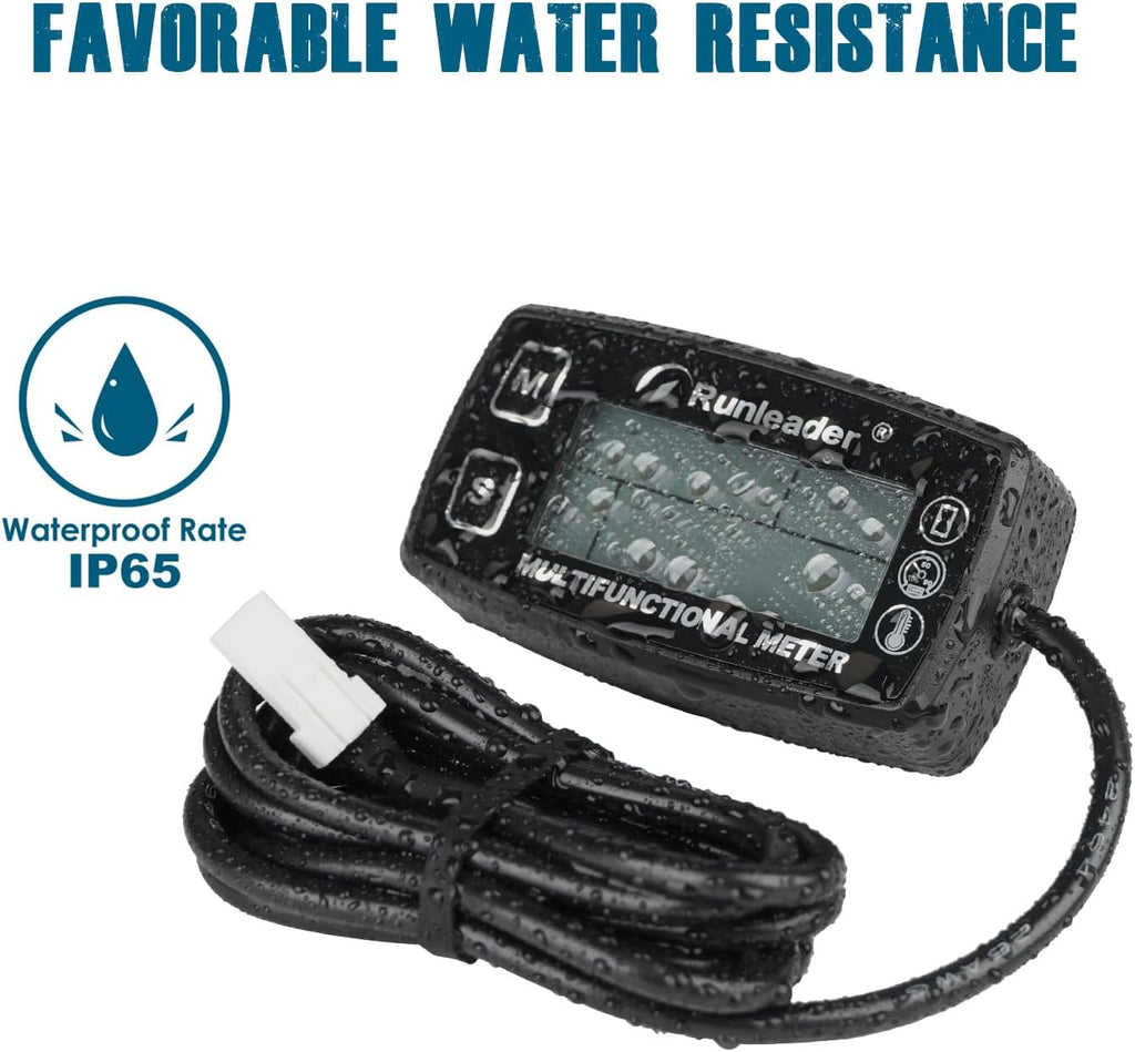 Runleader Digital Tach Hour Meter Engine Temperature Gauge RL-HM035A-TS002