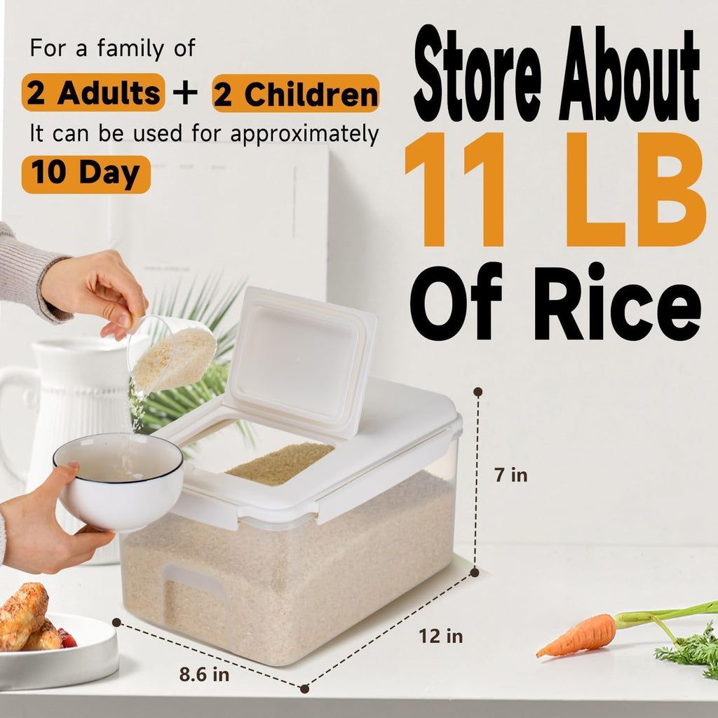 10 lb Airtight Flour Storage Container, BPA-Free, White