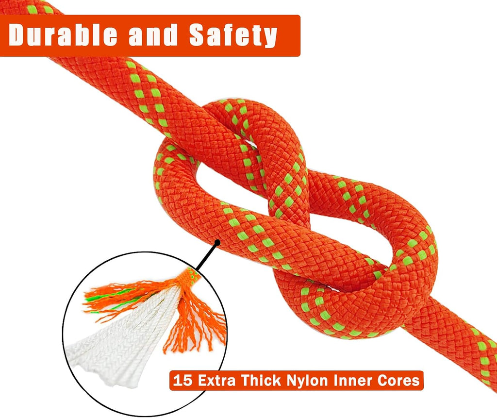 Ratifc Static Rope UIAA Rock Climbe Ropes 10.5mm 100FT Rappelling Rope for Mountain Tree Climbing, Rock