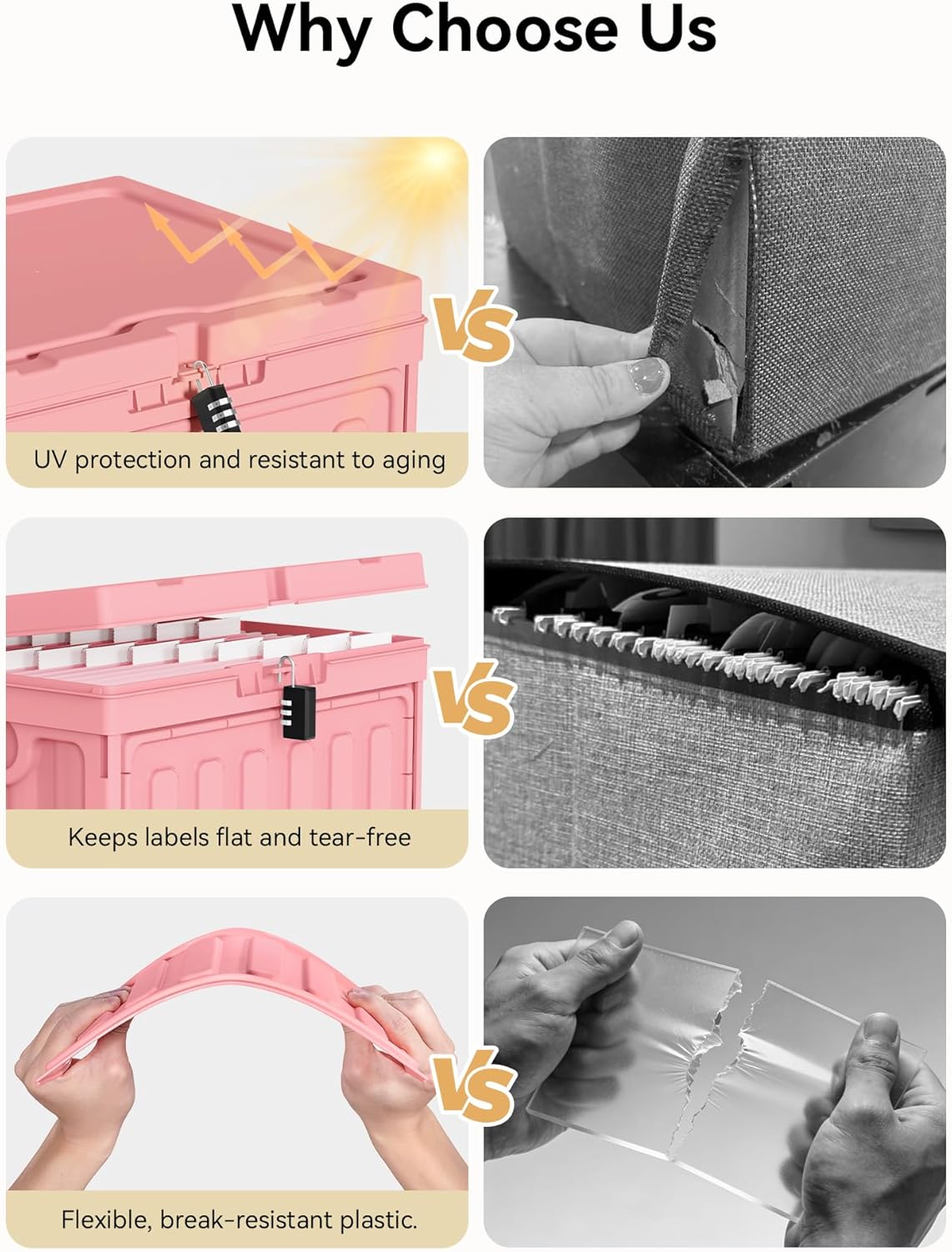 Plastic File Box with Lid for Letter Size Hanging File Folders, Hanging File Folder Box for Home, Office, School