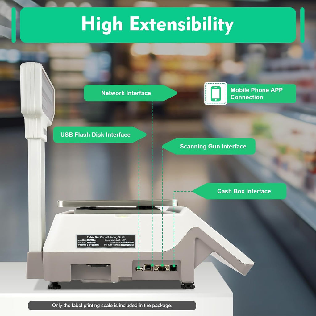 Price Computing Scale, Commercial Digital Deli Weight Scales, Electronic Food Scale with Vertical Pole for Retail