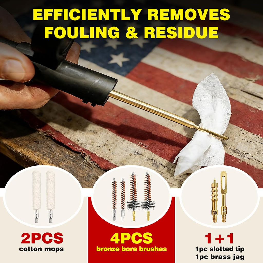 Gun Cleaning Kit for .30 Cal Rifle Cleaning Kit with 30ml Gun Cleaning Oil, Gun Cleaning Swabs, Bronze Bore Brush and
