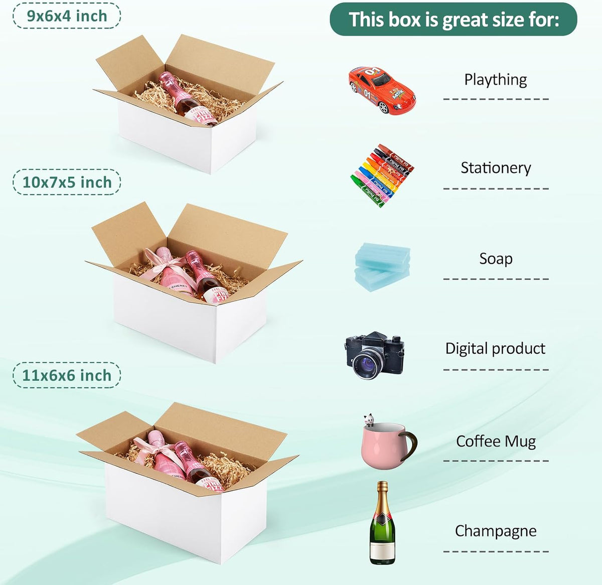 30 Pack Small Shipping Boxes Assorted Sizes, White Corrugated Box Mailers, 9x6x4 & 10x7x5 & 11x6x6 10 PCS Each Small