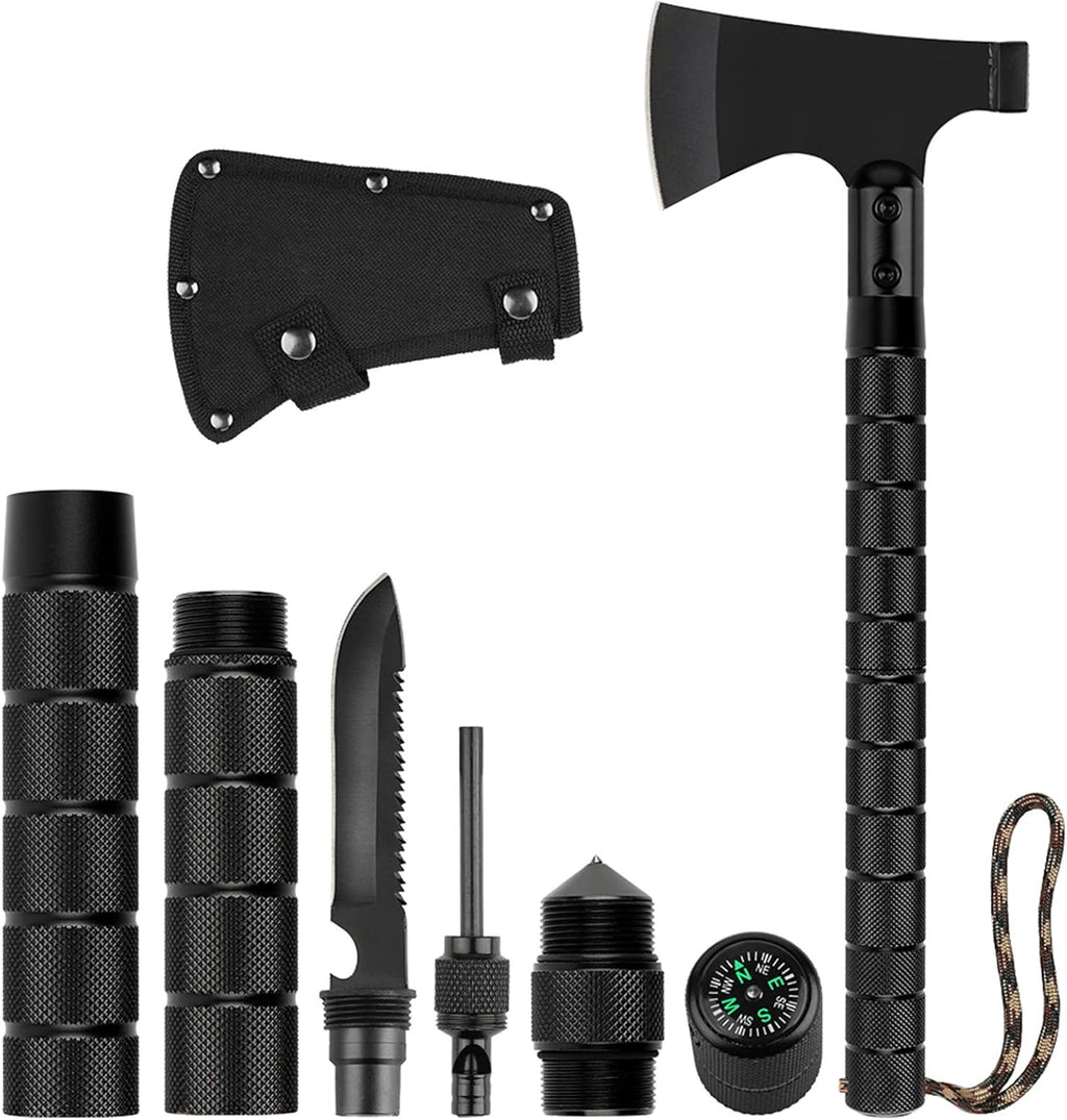 Camping Axe, Folding Survival Hatchet Axe Tactical Axe for Outdoor | Black Camp Axe Tactical Tomahawk Survival Axe