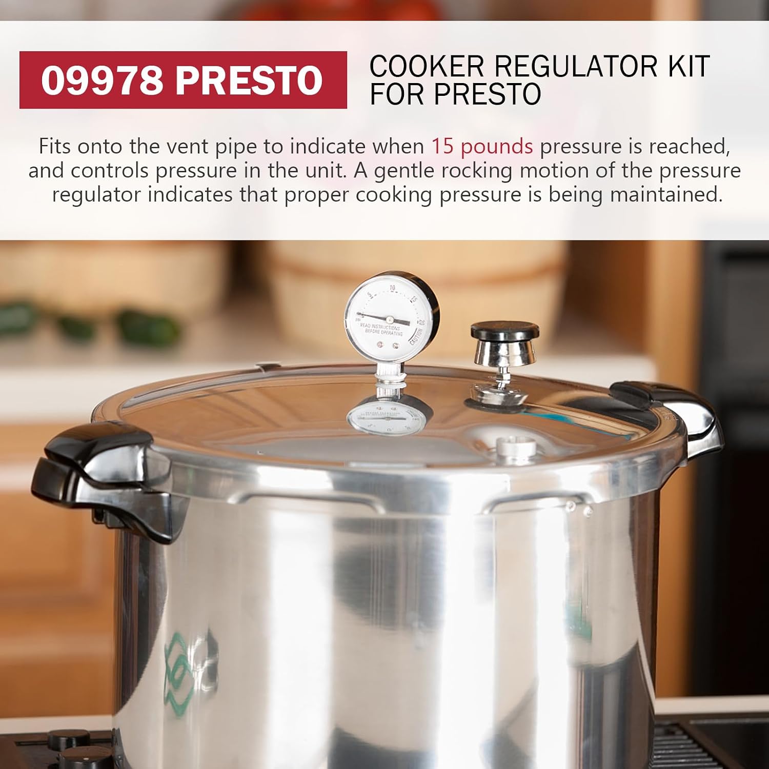 09978 Pressure Cooker Canner Regulator fit for Presto Pressure Cooker Canner Parts 15lb, Pressure canner regulator
