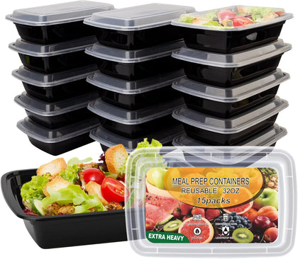 15 Pack- Meal Prep Containers 32oz, Plastic Food Prep Containers Reusable, Leakproof To Go Food Containers with Lids