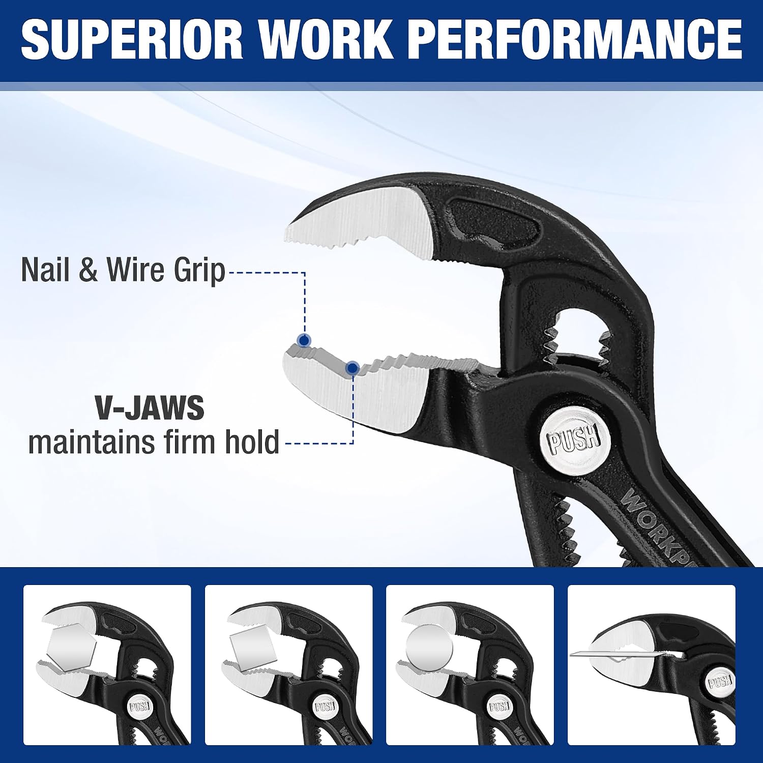 2-Piece 7-Inch Pliers Wrench & Groove Joint Pliers Set, Quick Adjustment, CR-V Steel, Smooth Jaw & V-Jaw, Upgraded