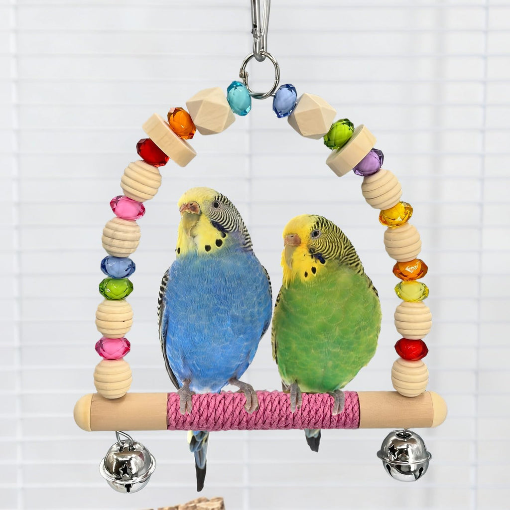 Bird Swings Toys for Parrot Parakeets – Natural Hanging Chew Toy for Conures, Budgerigars, Finches, Lovebirds