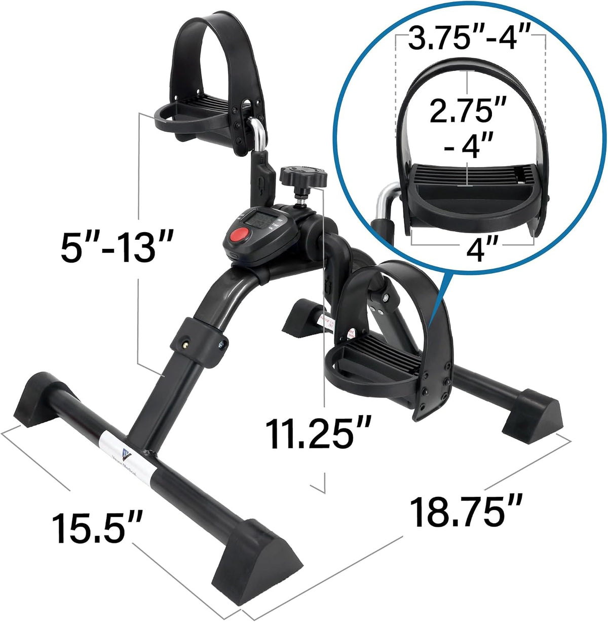 Foldable Compact Professional Wrist Arm Leg Strengtheners Pedal Exerciser with Electronic Display for Indoor