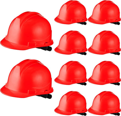 10 Pack Construction Hard Hat with Ratchet Suspension