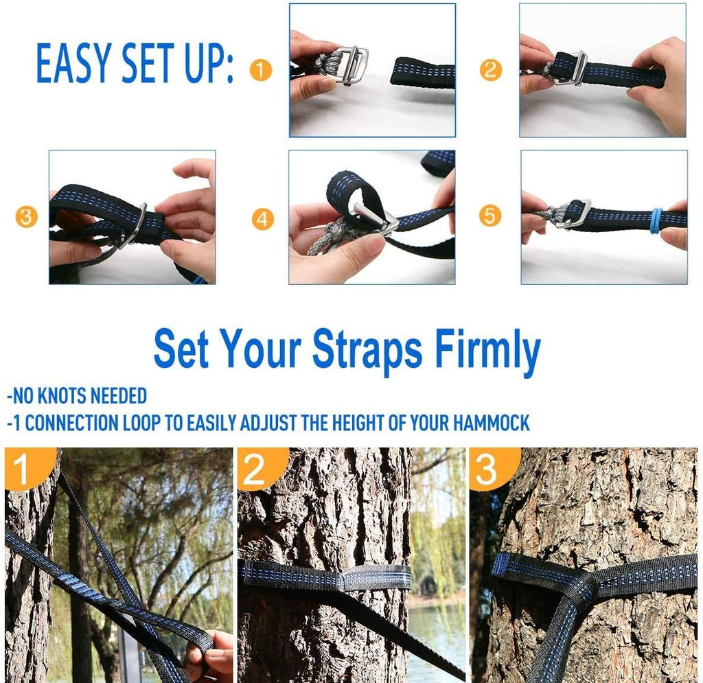 2 * 12Ft Hammock Straps Set, Heavy Duty Tree-Friendly Straps | Hanging Kit with Cinch Buckle 1 Inch Wide 1500 LBS