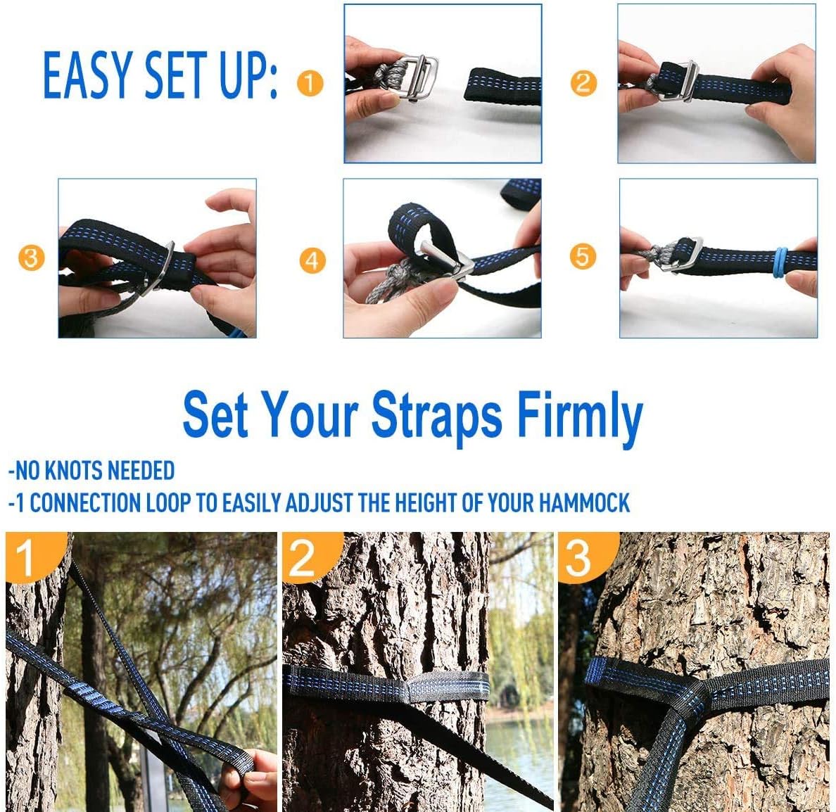 2 * 12Ft Hammock Straps Set, Heavy Duty Tree-Friendly Straps | Hanging Kit with Cinch Buckle 1 Inch Wide 1500 LBS