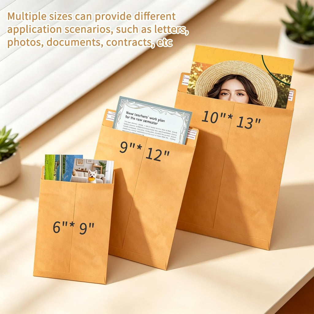 Self Seal Catalog Envelopes 6x9, 100 Pack, Yellow Brown Kraft Manilla