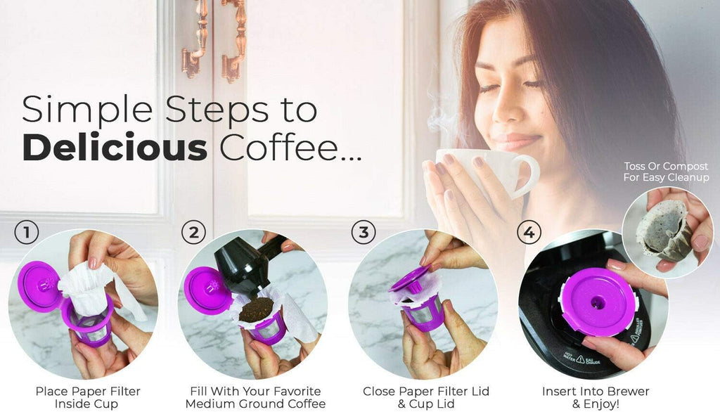 EZ-Cup Paper Filters with Lid for Reusable Coffee Pods, 450 Ct | 9 Packs of 50 Filters, 100% Biodegradable, Patented