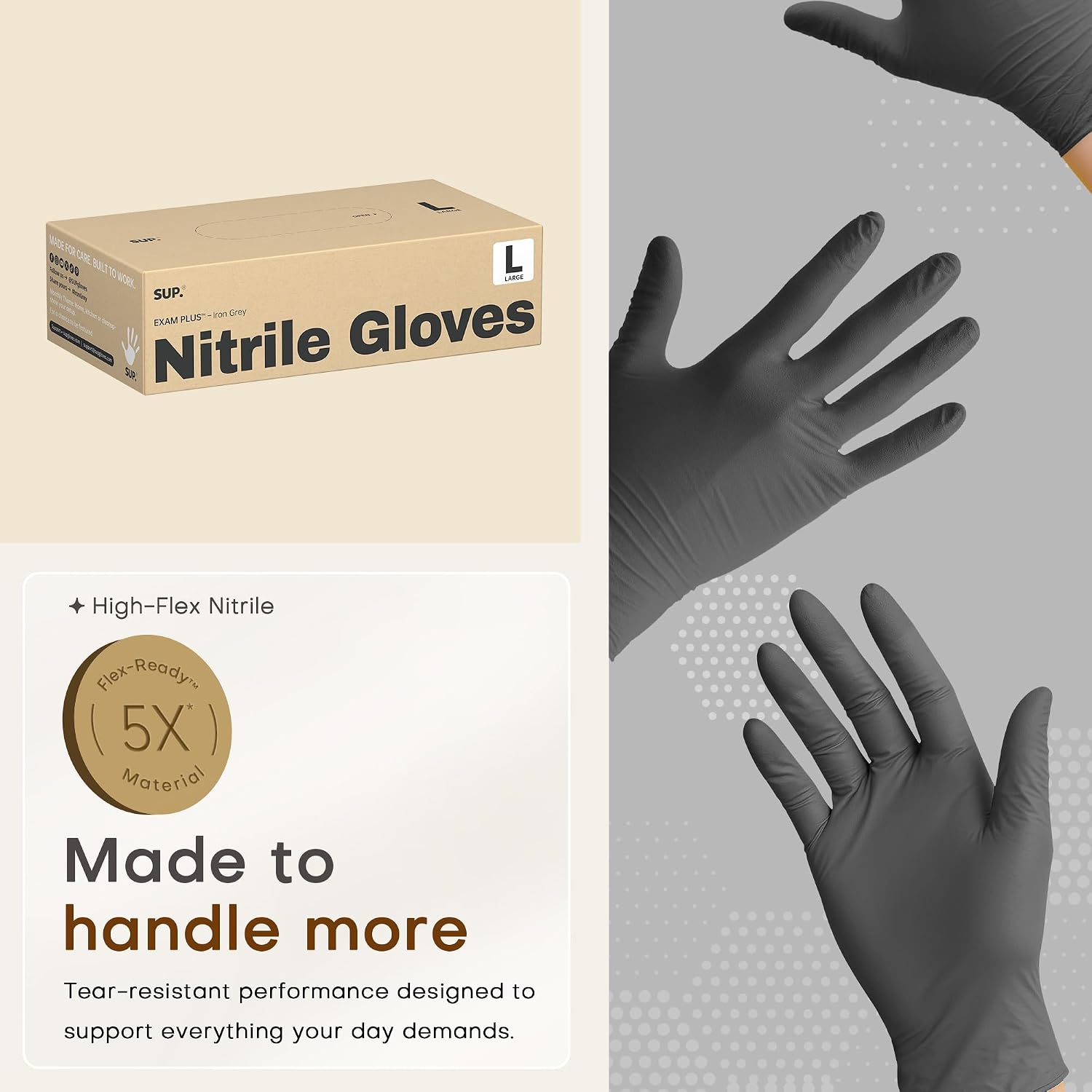 Powder-Free Nitrile Exam Gloves, 100 Count, Food Safe Latex-Free Medical Non-Sterile Cooking Disposable Glove, Black