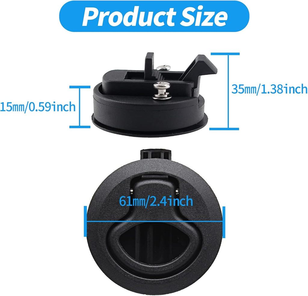 2 Pack 2 Inch Flush Pull Slam Latch, Plastic (Black)